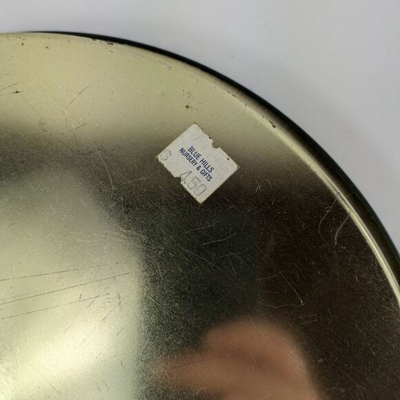 Vtg Tin Serving Tray 12" Green Gold Red Paisley Christmas Platter Cookie Tray - Picture 4 of 10